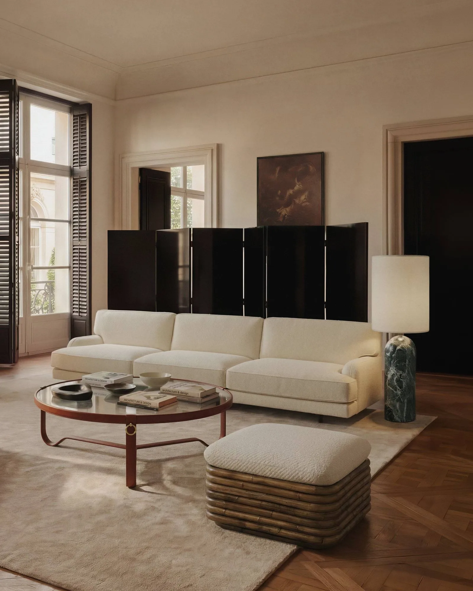 Gravity XL lampa podłogowa, Maroon marble-canvas GUBI