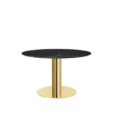 Gubi 2.0 stół  - marble black, ø110, mosiężny stojak - GUBI