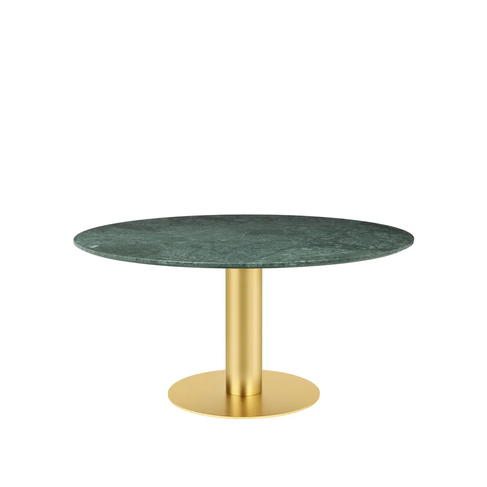 Gubi 2.0 stół , marble green, ø150, mosiężny stojak GUBI