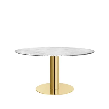 Gubi 2.0 stół  - marble white, ø150, mosiężny stojak - GUBI