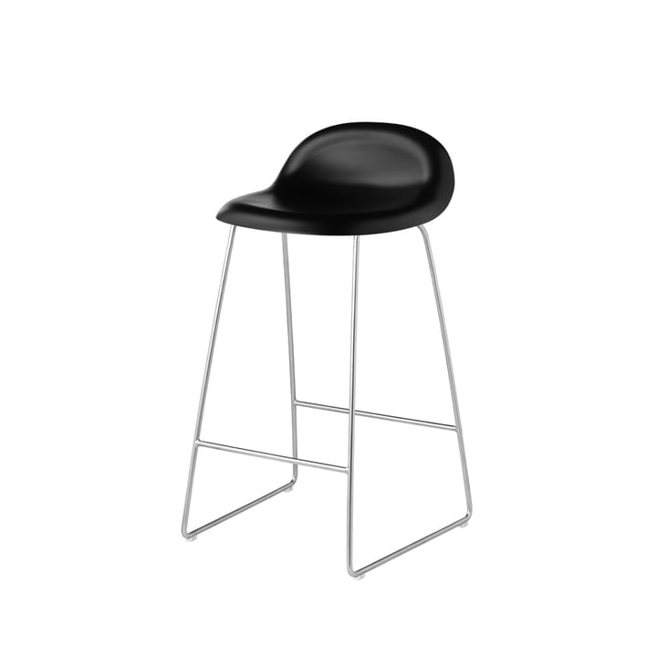 Gubi 3D krzesło barowe niske - black, chromade stalmedar - GUBI