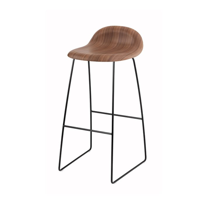 Gubi 3D krzesło barowe wysoke - american walnut, czarny stalmedar - GUBI