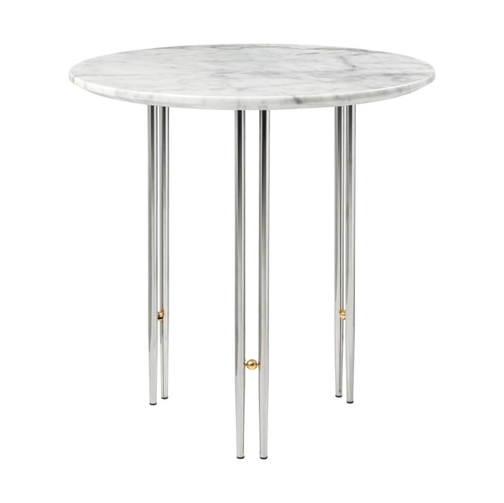 IOI stolik kawowy Ø50 cm - chrom-mosiądz-biały marmur - GUBI
