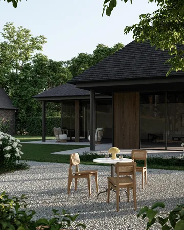 Krzesło C-chair Outdoor  - All french cane-natural teak - GUBI