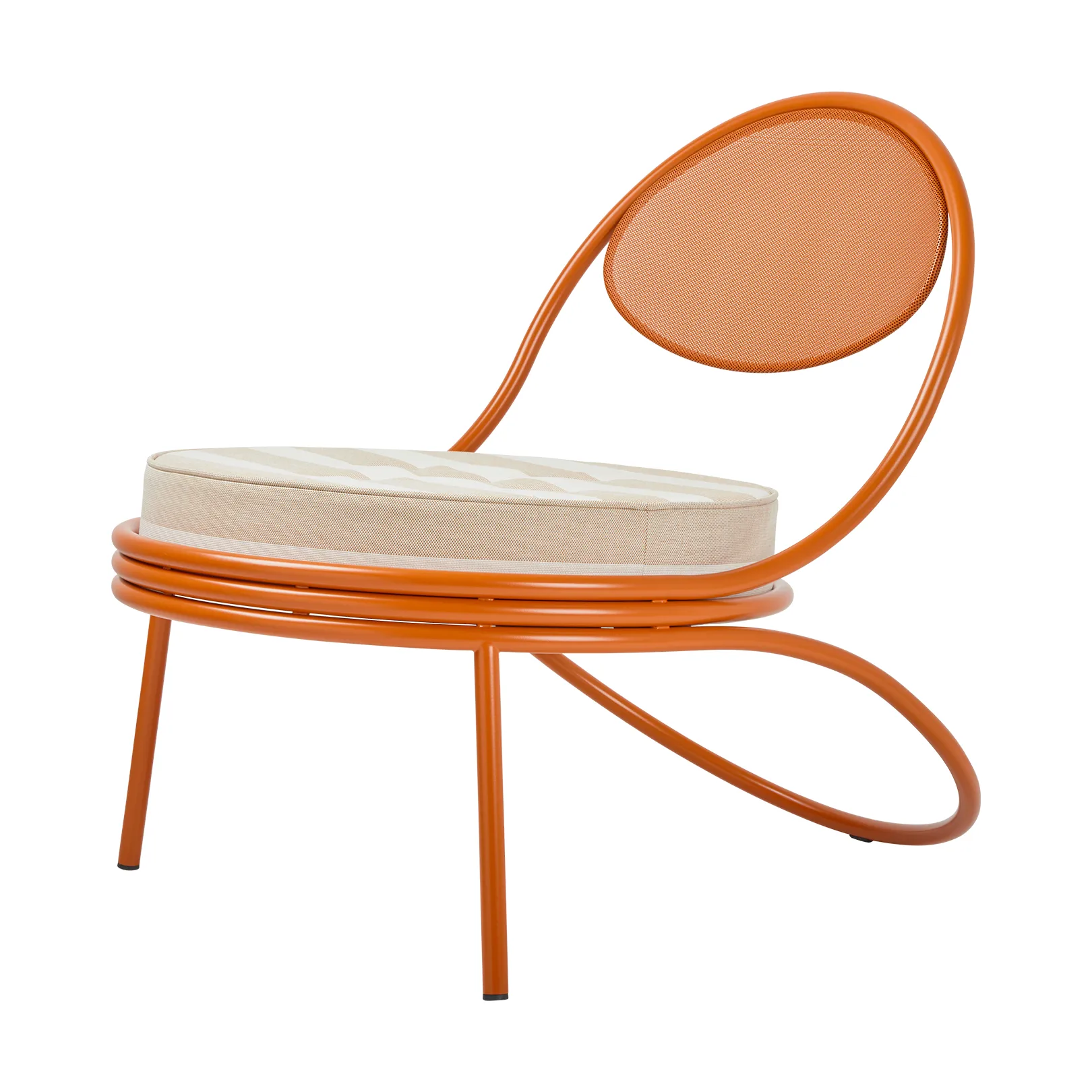 Krzesło Copacabana Outdoor Lounge Chair z tapicerowanym siedziskiem, Leslie stripe limonta 040-international orange GUBI