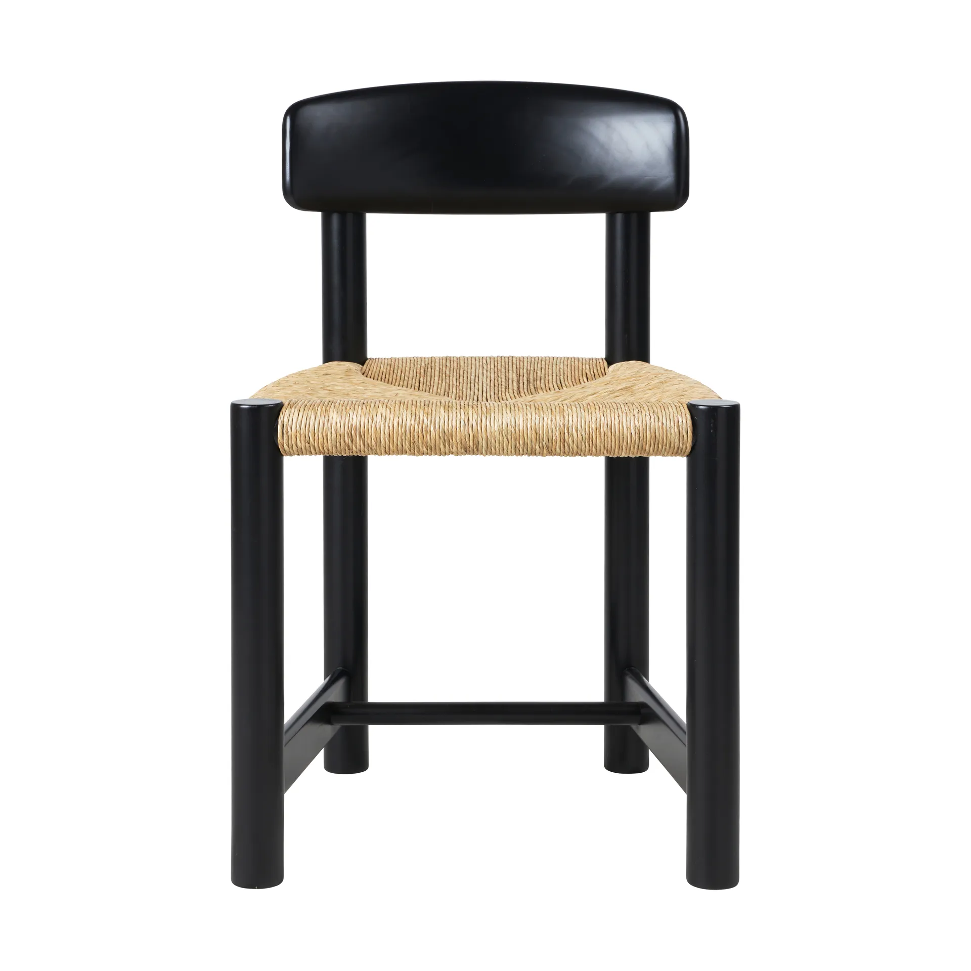 Krzesło Daumiller Side Chair, Natural Rush-brown/black pine GUBI