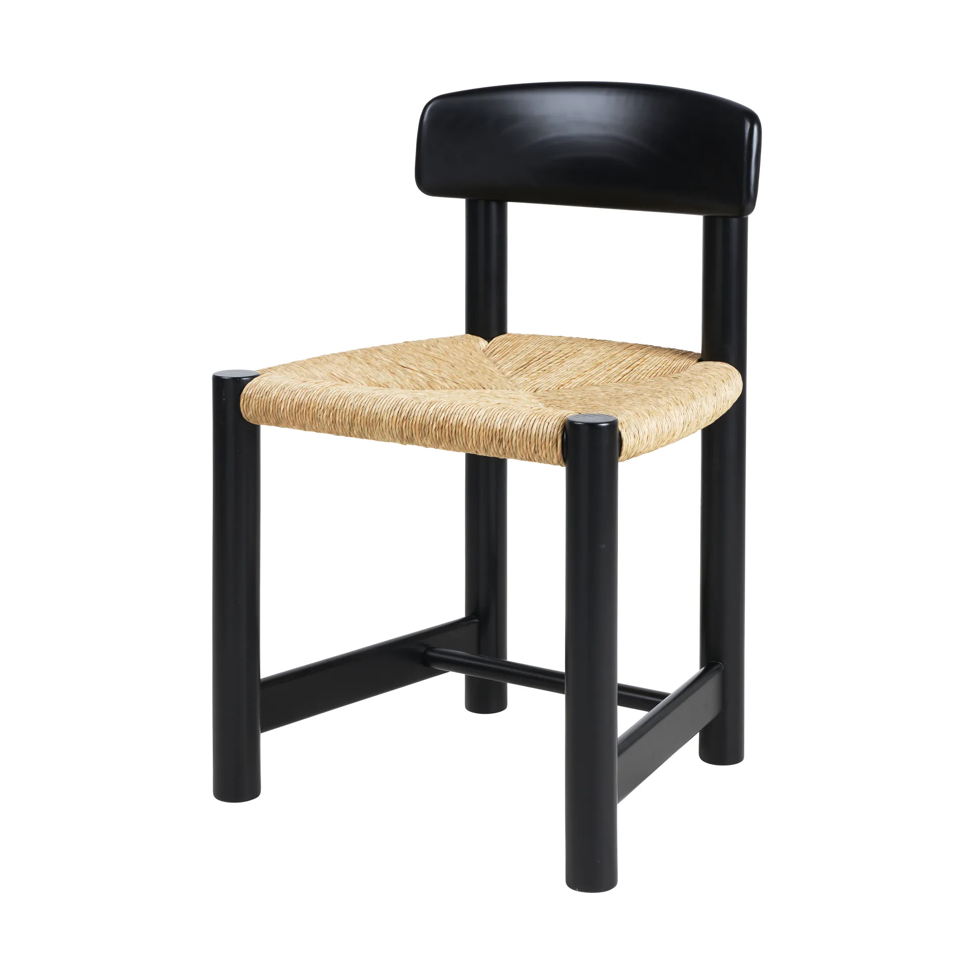 Krzesło Daumiller Side Chair, Natural Rush-brown/black pine GUBI