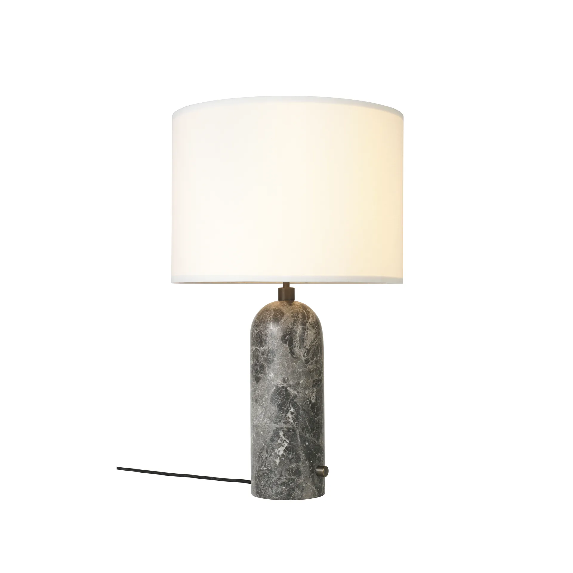 Lampa stołowa Gravity L, grey marble + biały abażur GUBI