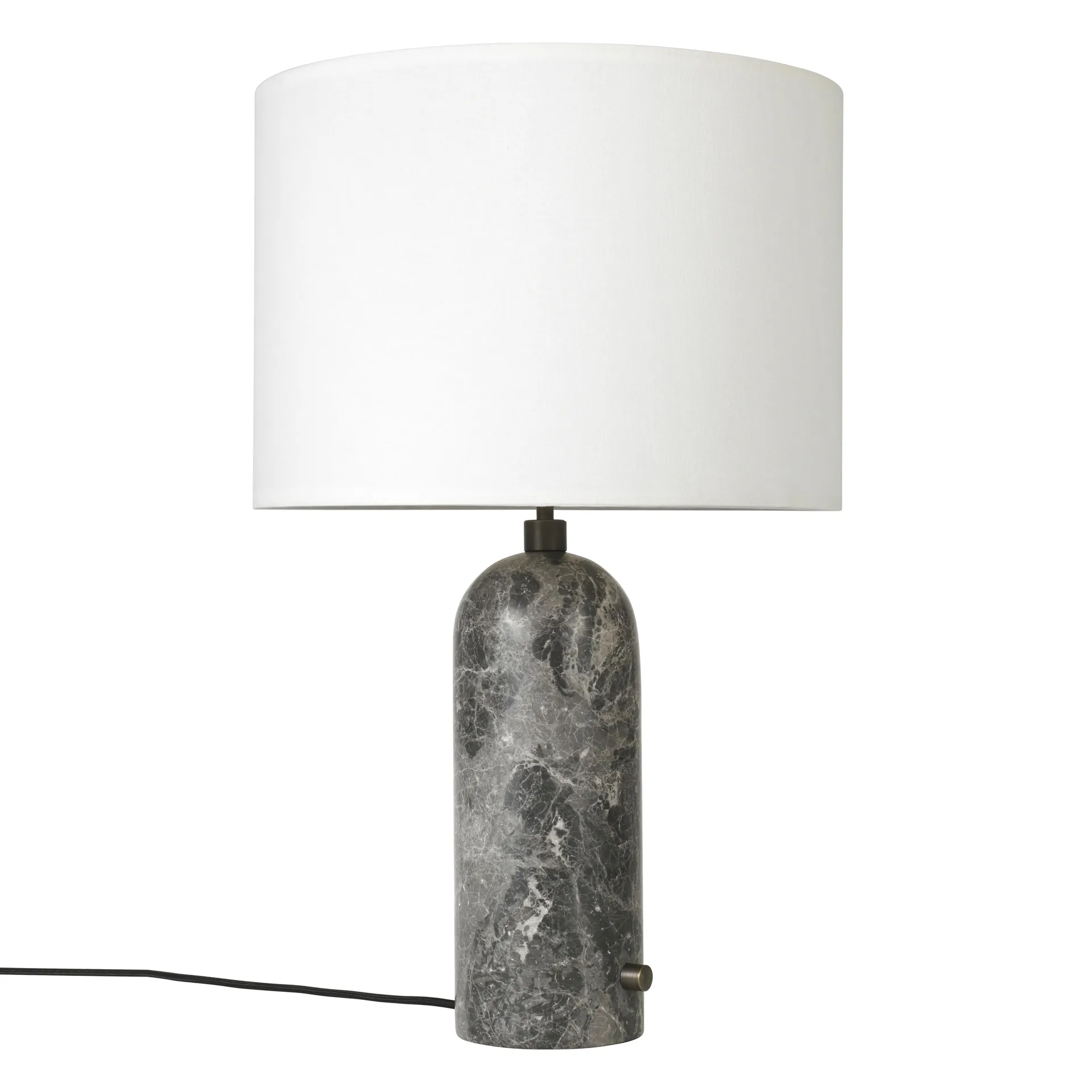 Lampa stołowa Gravity L, grey marble + biały abażur GUBI