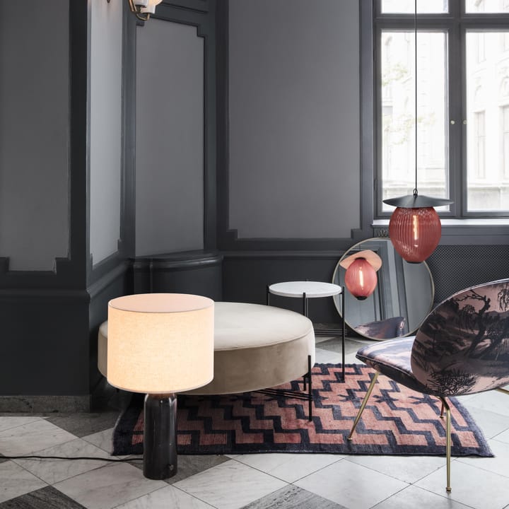 Lampa stołowa Gravity S, black marble + biała przesłona GUBI