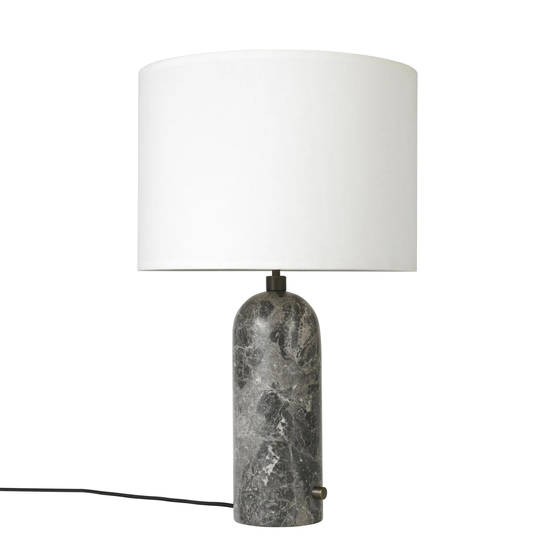 Lampa stołowa Gravity S, grey marble + biały abażur GUBI