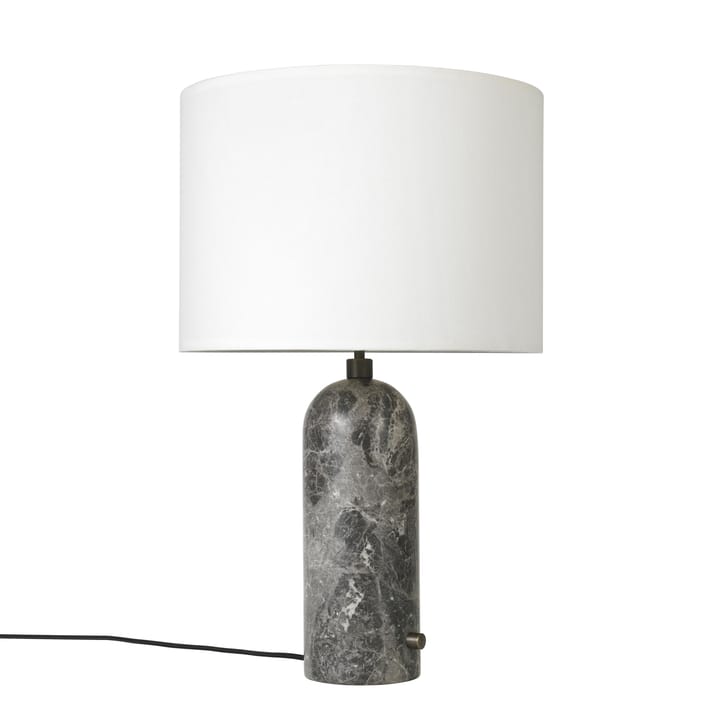 Lampa stołowa Gravity S - grey marble + biały abażur - GUBI