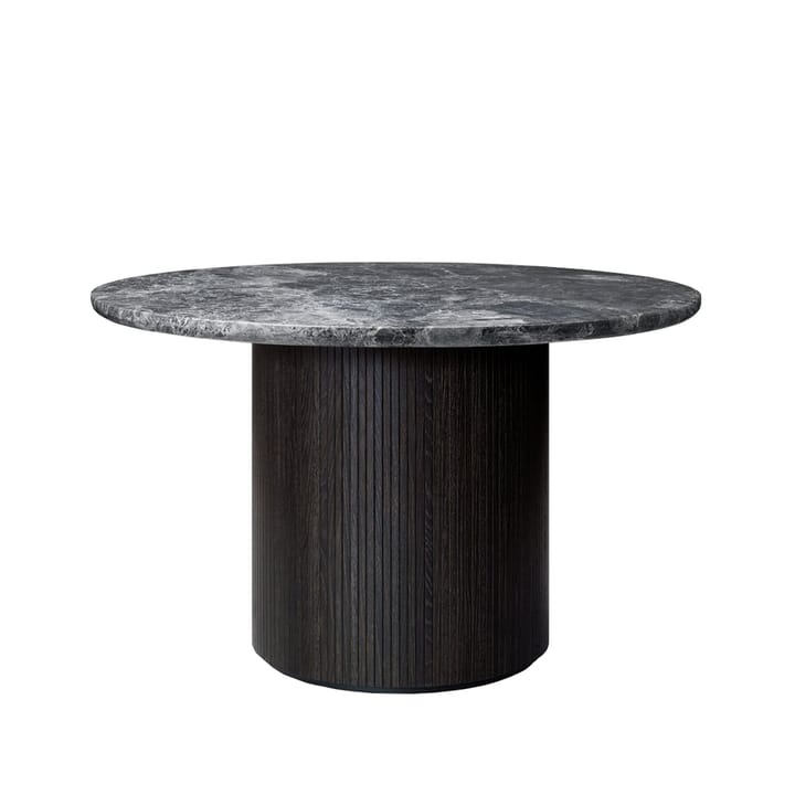 Moon stół jadalny okrągły - szary marmur, Ø120 cm, stopa bejcowana na brązowo/czarno - GUBI