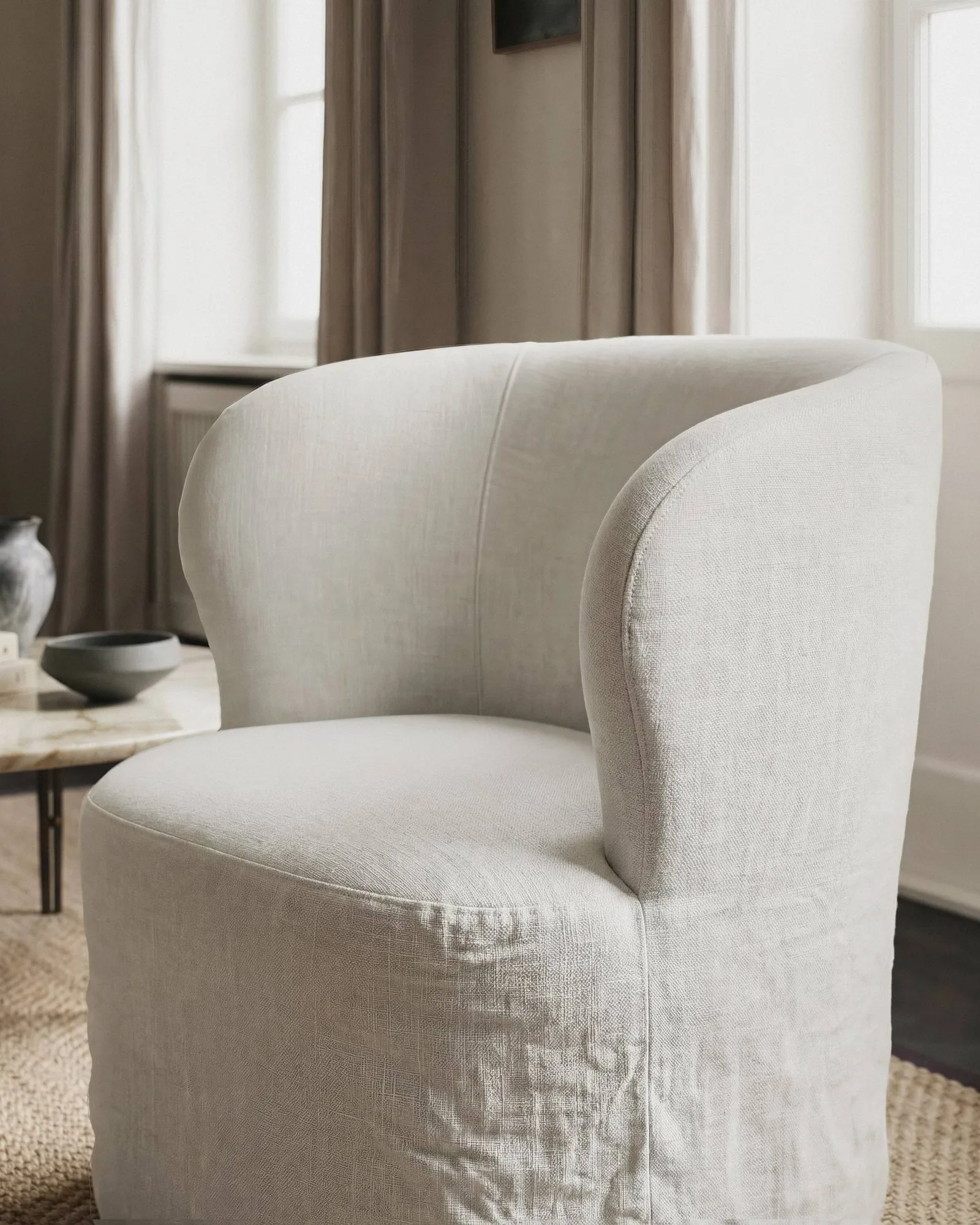 Stay Slipcover fotel lounge, Linen 0023, duży GUBI