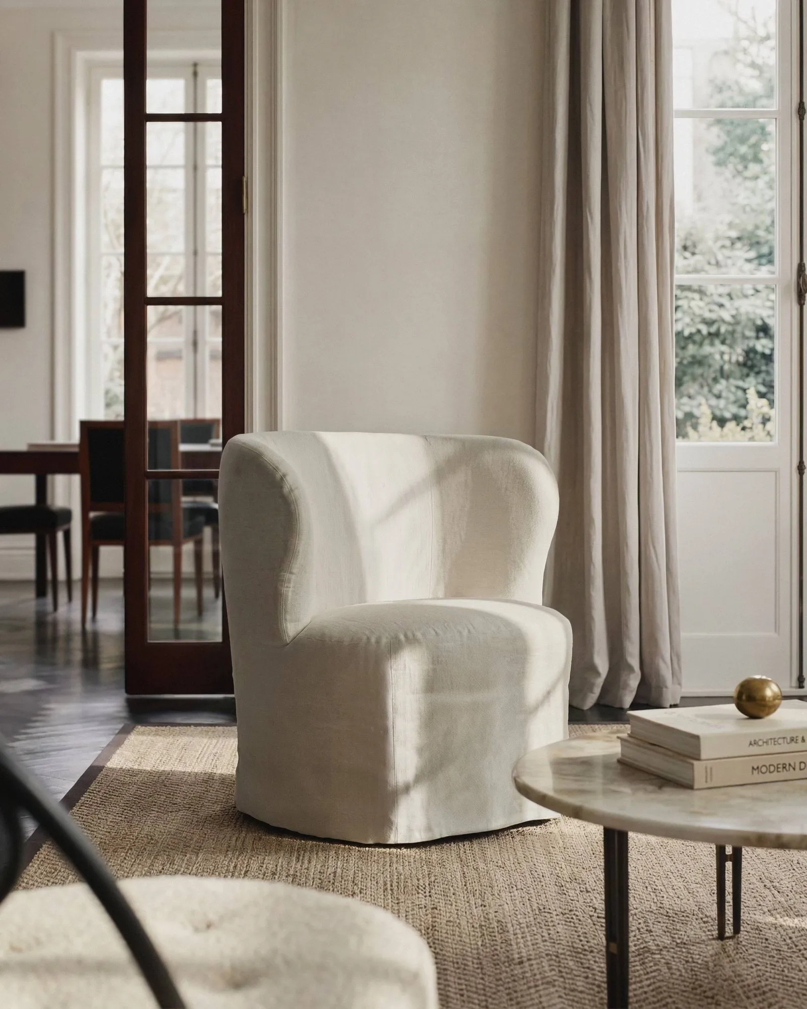 Stay Slipcover fotel lounge, Linen 0024, mały GUBI
