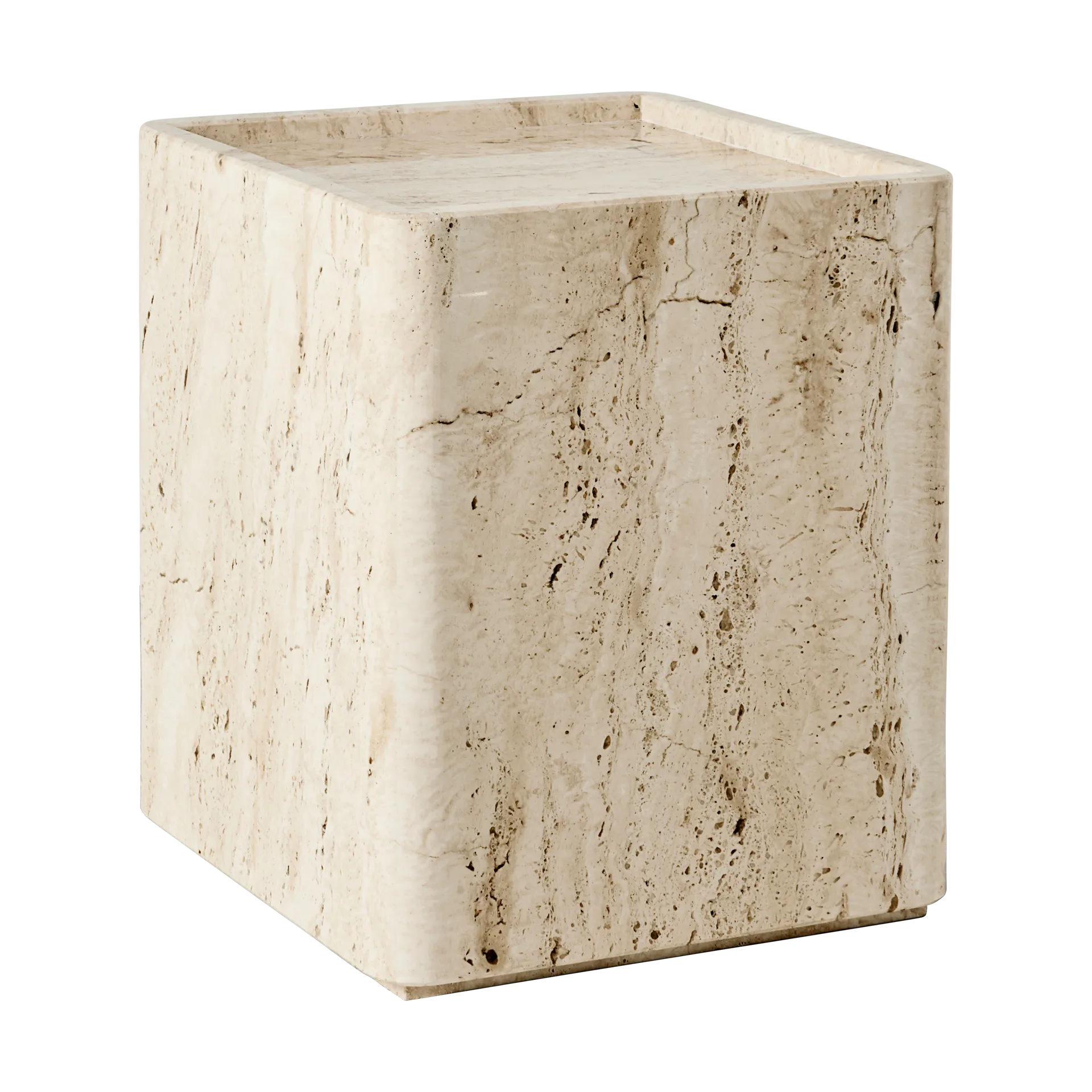 Stolik boczny Pietra 33x33x40 cm, Neutral white travertine GUBI