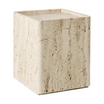 Stolik boczny Pietra 33x33x40 cm - Neutral white travertine - GUBI