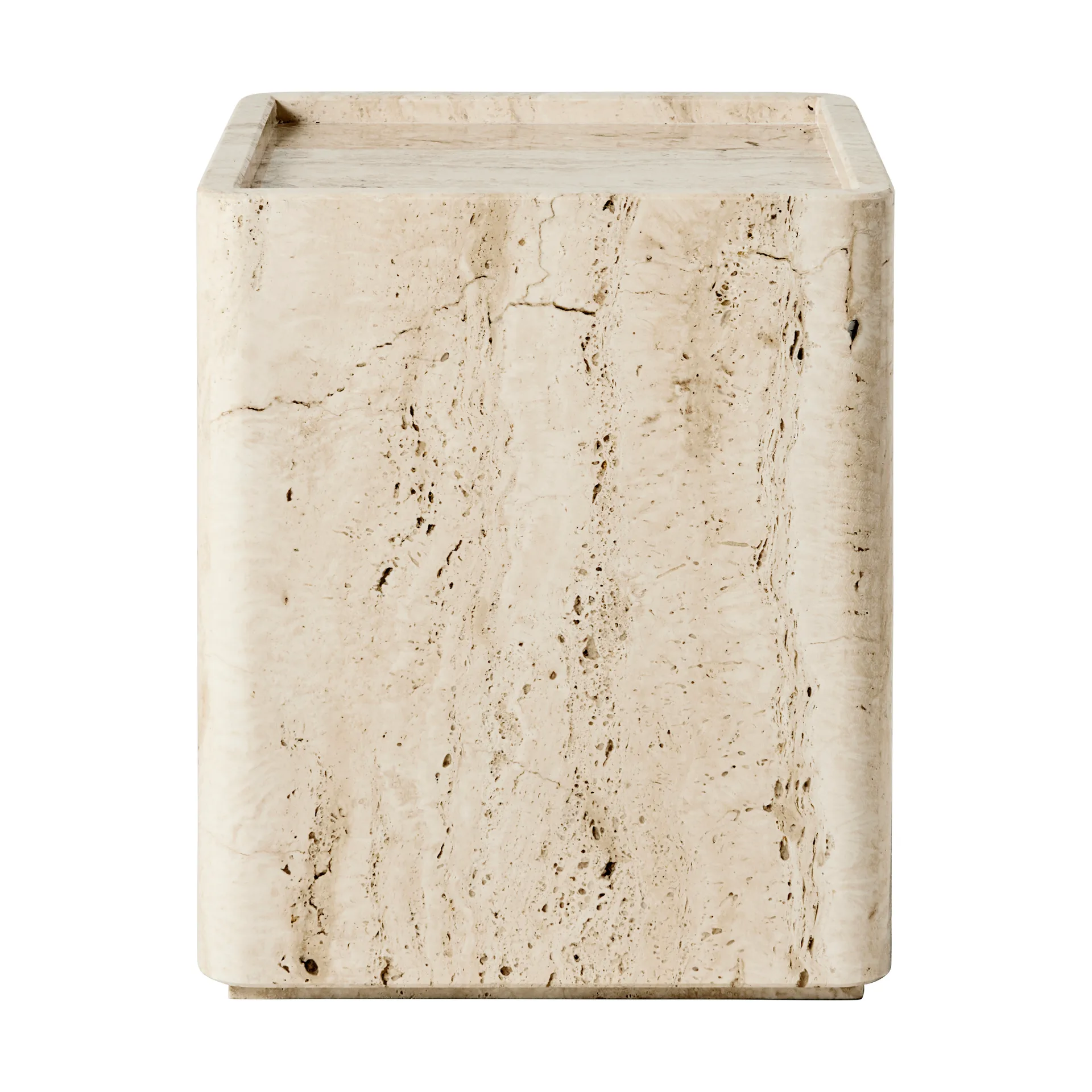 Stolik boczny Pietra 33x33x40 cm, Neutral white travertine GUBI
