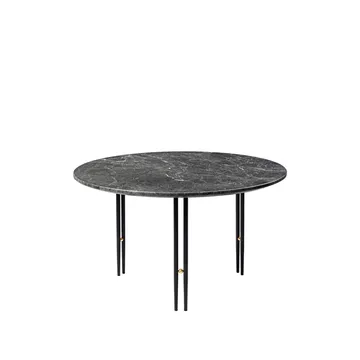 Stolik kawowy IOI - grey emperador marble, ø70, czarny stojak - GUBI