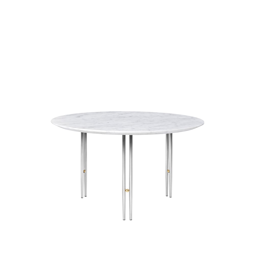GUBI Stolik kawowy IOI White carrara marble-ø70-chrom