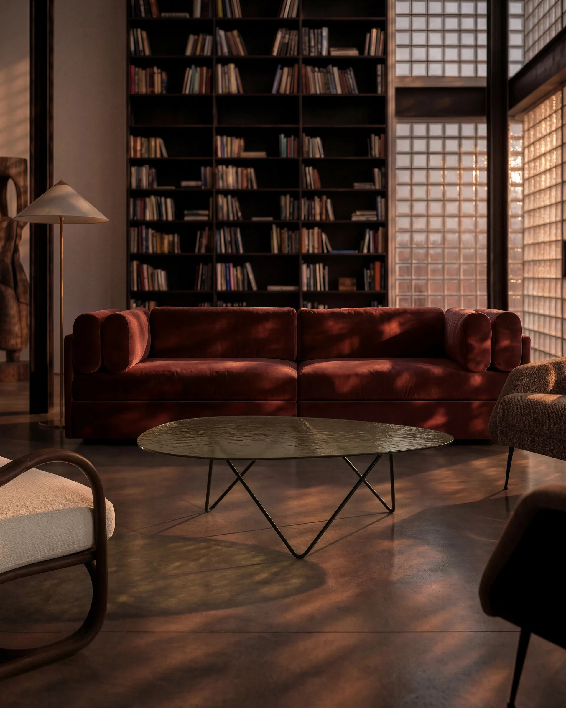 Stolik kawowy Pedrera, Czarny półmat-przezroczyste szkło strukturalne GUBI