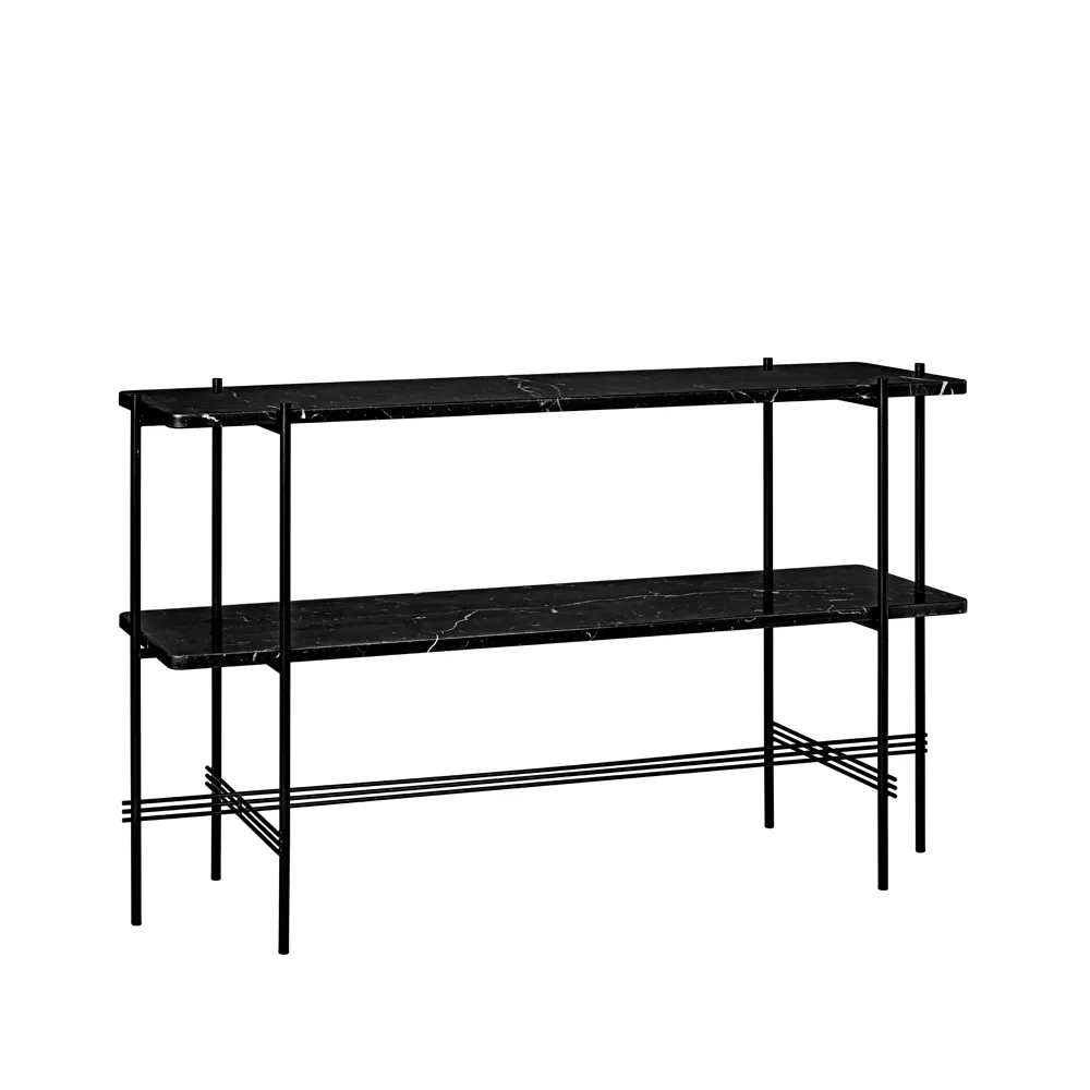 TS Console 2 stolik konsoli, black marquina marble-czarny stojak-2 marmurowe półki GUBI