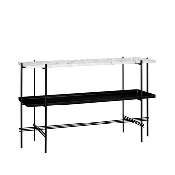 TS Console 2 stolik konsoli - white carrara marble, czarny stojak, z tacą - GUBI
