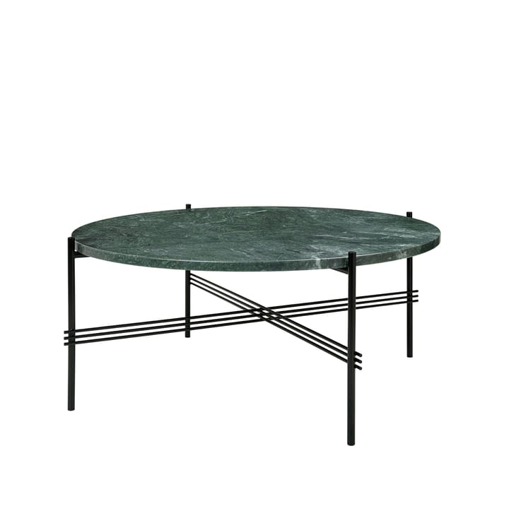 TS Round stolik boczny - green guatemala marble, ø80, czarny stojak - GUBI