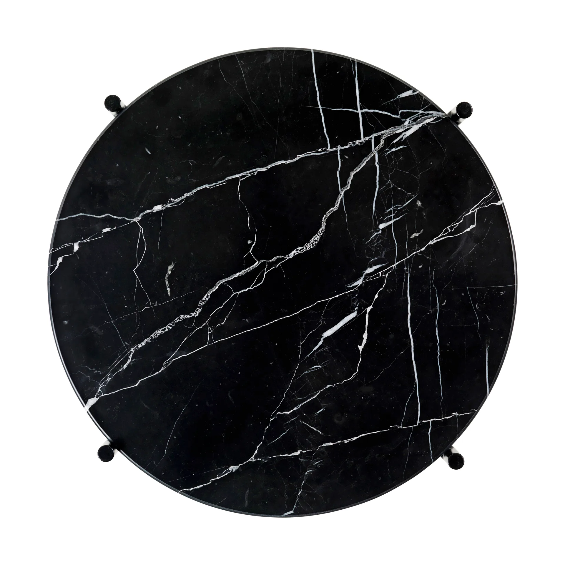 TS stolik boczny polerowanyt stal Ø40, Black marquina marble GUBI