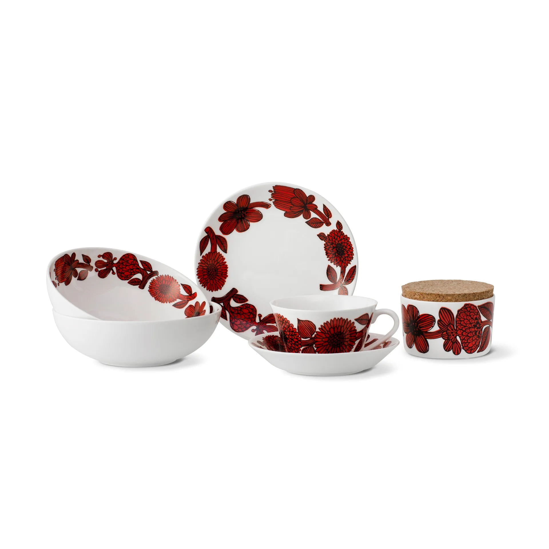 Miska Röd Aster, Ø 17 cm Gustavsbergs Porslinsfabrik