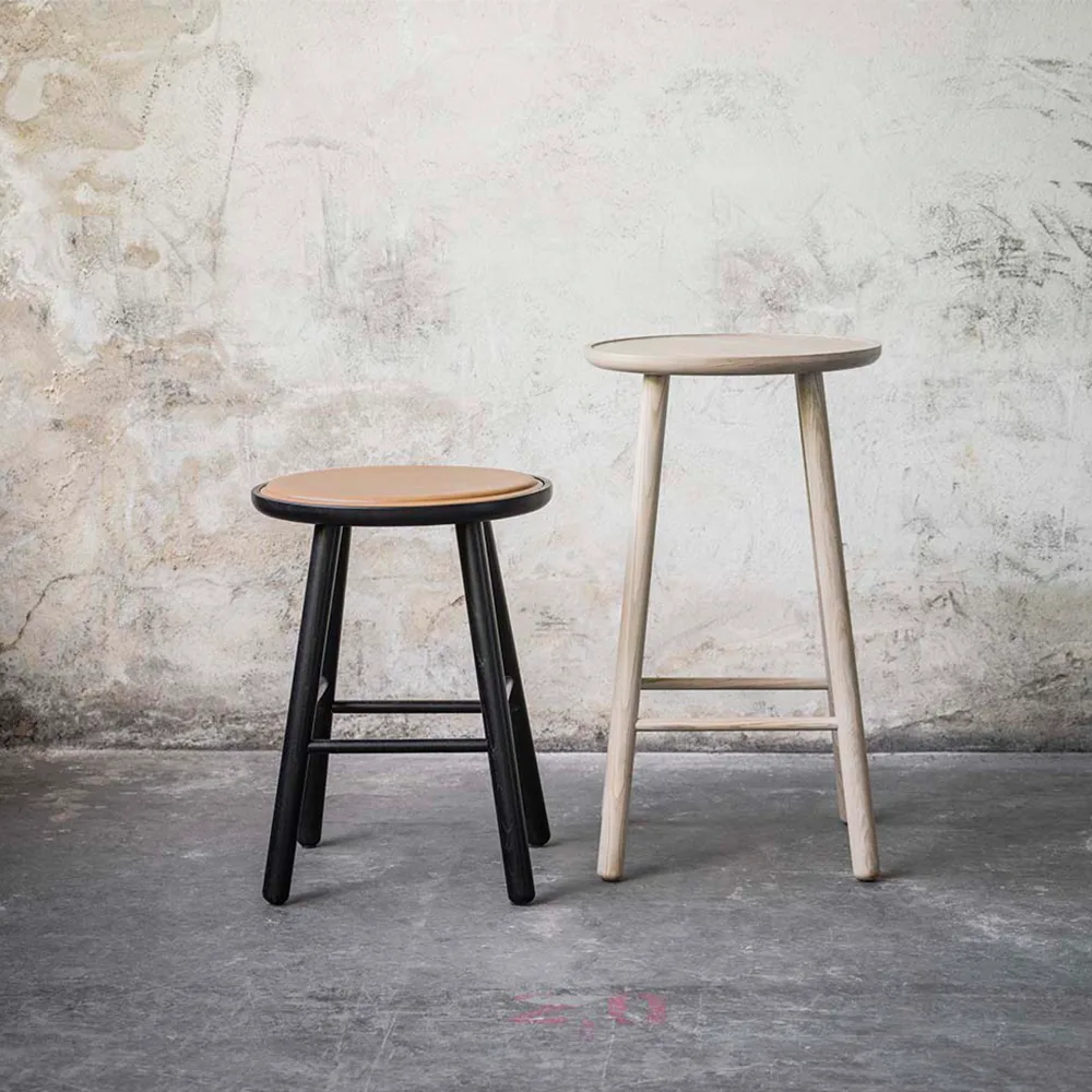 Taboret barowy okrągły ZigZag 63 cm, jesion, jasny Hans K