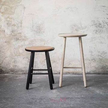 Taboret barowy okrągły ZigZag 63 cm - jesion, jasny - Hans K