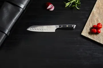 Nóż santoku Damascus By Hâws 32 cm - Czarny-stal nierdzewna - Hâws