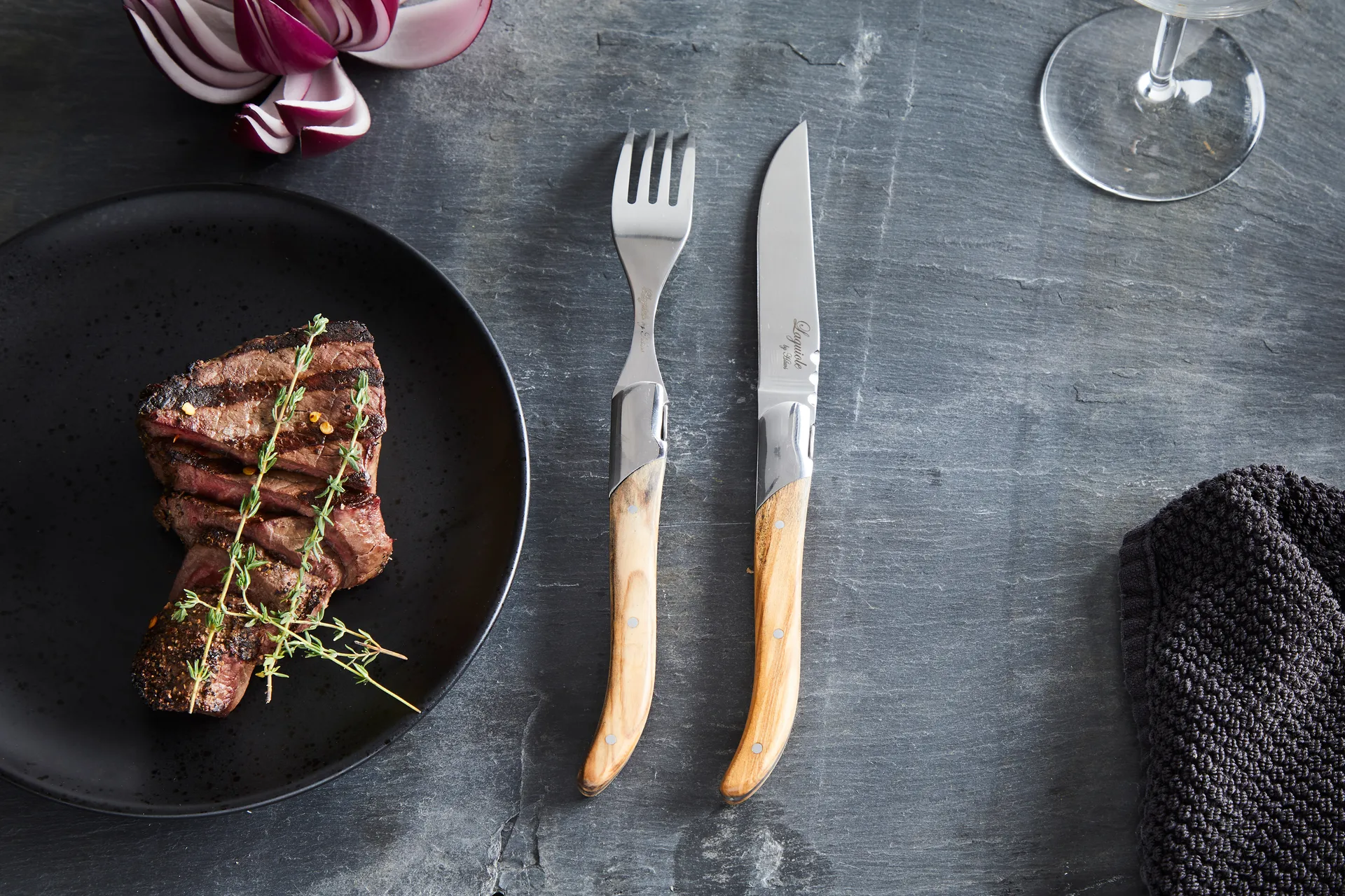 Widelec do grilla Laguiole By Hâws, 6-pak, Oliwkowy Hâws