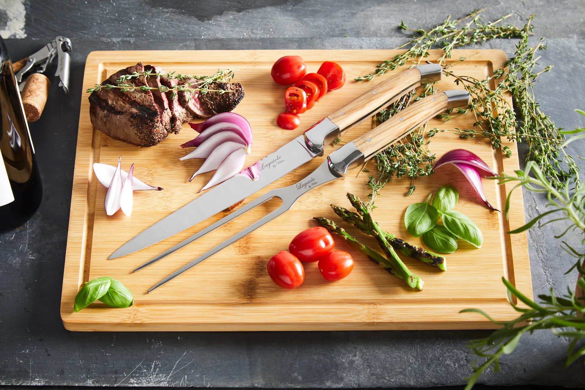 Zestaw do trybowania z deską Laguiole By Hâws, 3-częściowy, Oliwkowy Hâws