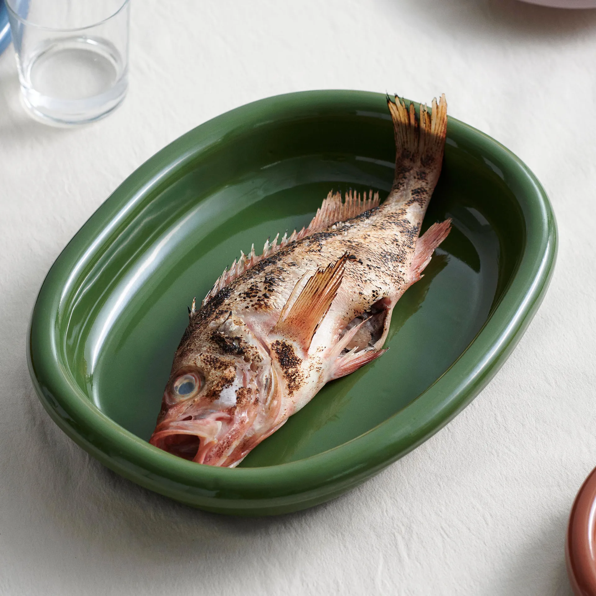 Barro owalny półmisek, Green, large 27x36 cm HAY