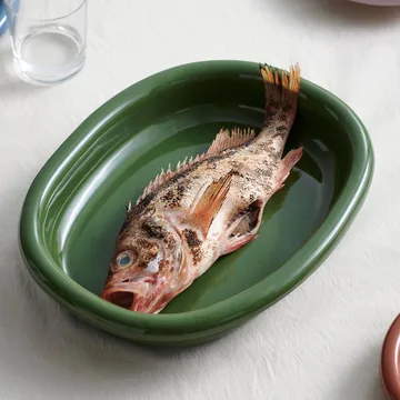 Barro owalny półmisek - Green, large 27x36 cm - HAY