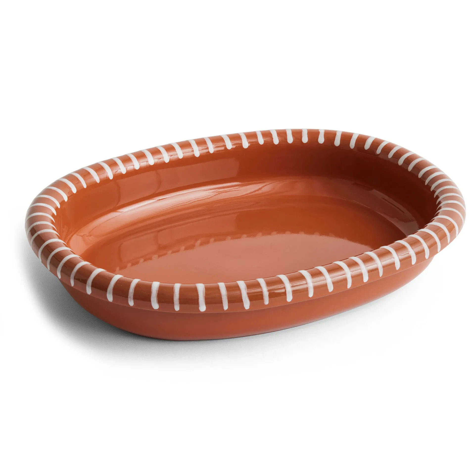 Barro owalny półmisek, Natural with stripes, large 27x36 cm HAY