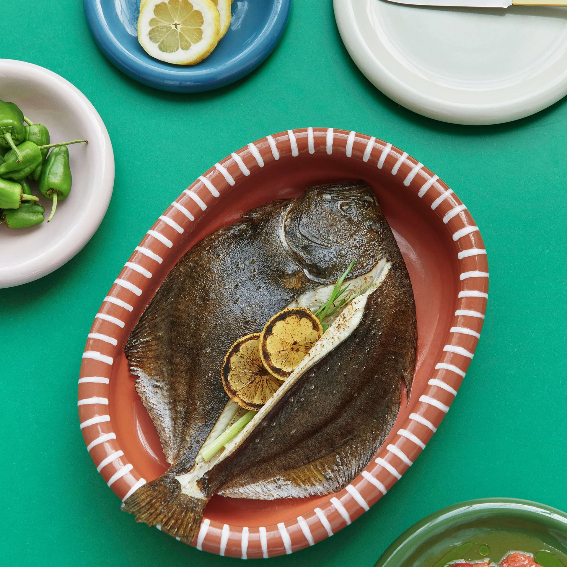 Barro owalny półmisek, Natural with stripes, large 27x36 cm HAY