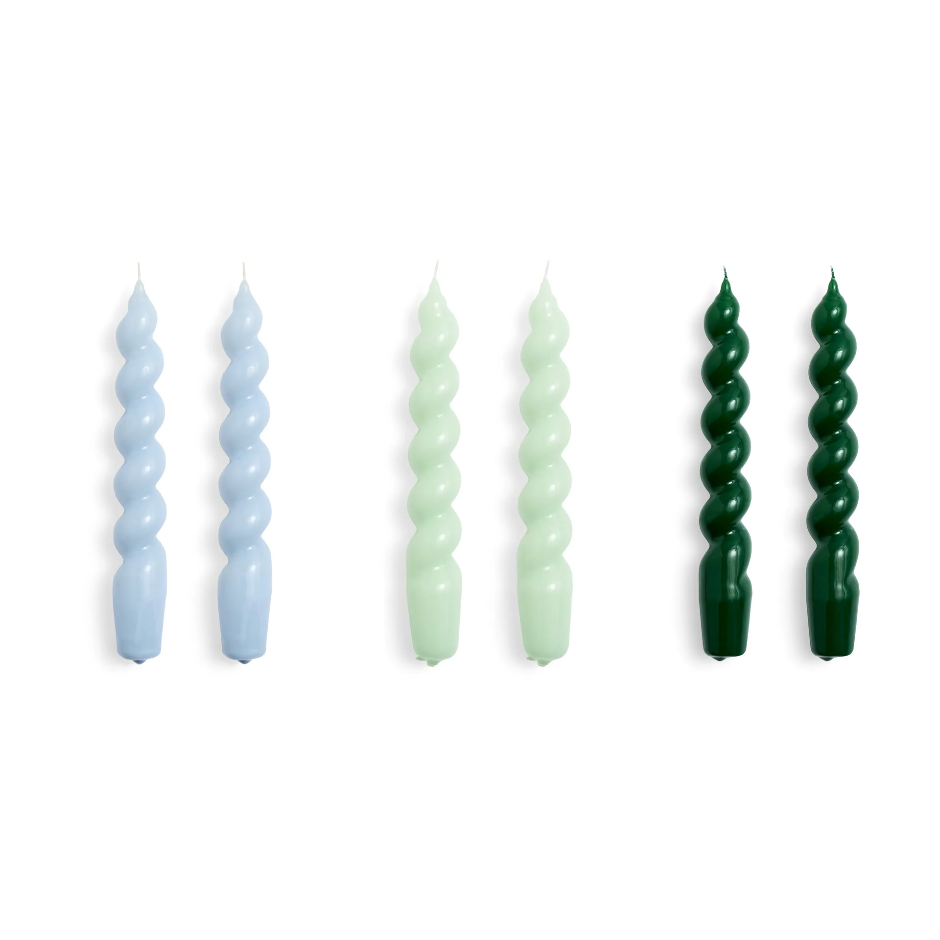 Candle Spiral Świeca 6 szt, Light blue-mint-green HAY