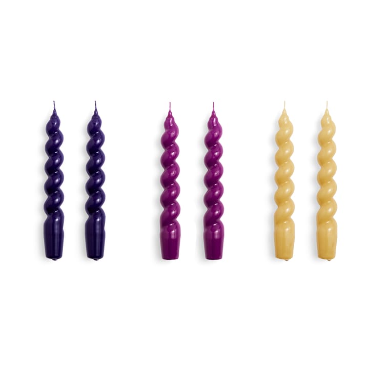 Candle Spiral Świeca 6 szt - Purple-fuschia-mustard - HAY