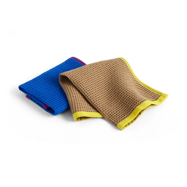 Canteen ściereczka kuchenna 31x31 cm, 2‑szt. - Blue/fuchsia-Beige/yellow - HAY