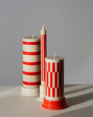 Column Candle świeca blokowa 15 cm - Off white-red - HAY