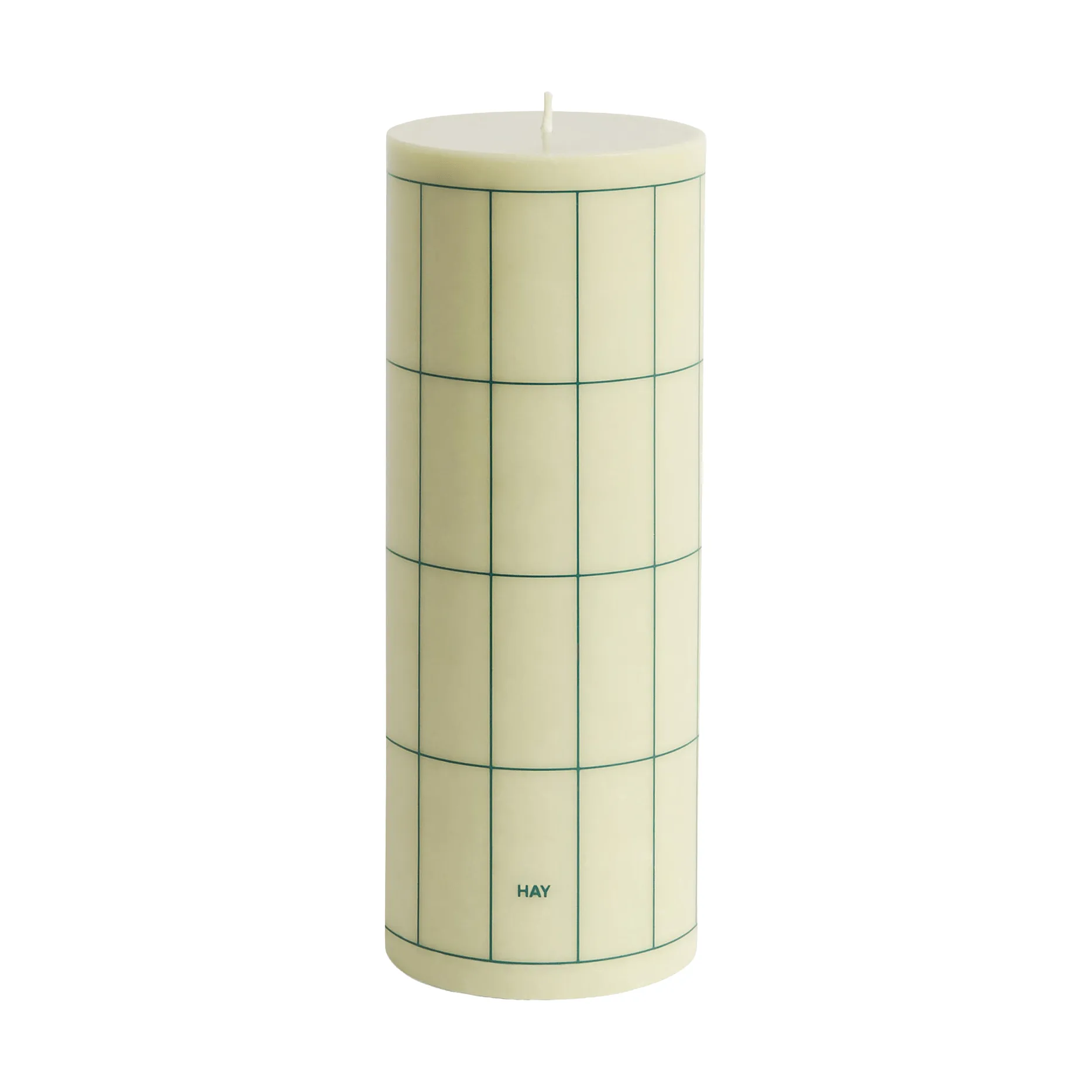 Column Candle świeca blokowa large 25 cm, Light green with dark green grid check HAY