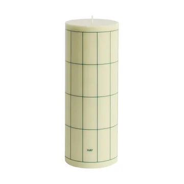 Column Candle świeca blokowa large 25 cm - Light green with dark green grid check - HAY