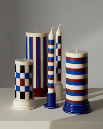 Column Candle świeca blokowa large 25 cm - Off white-brown-blue - HAY