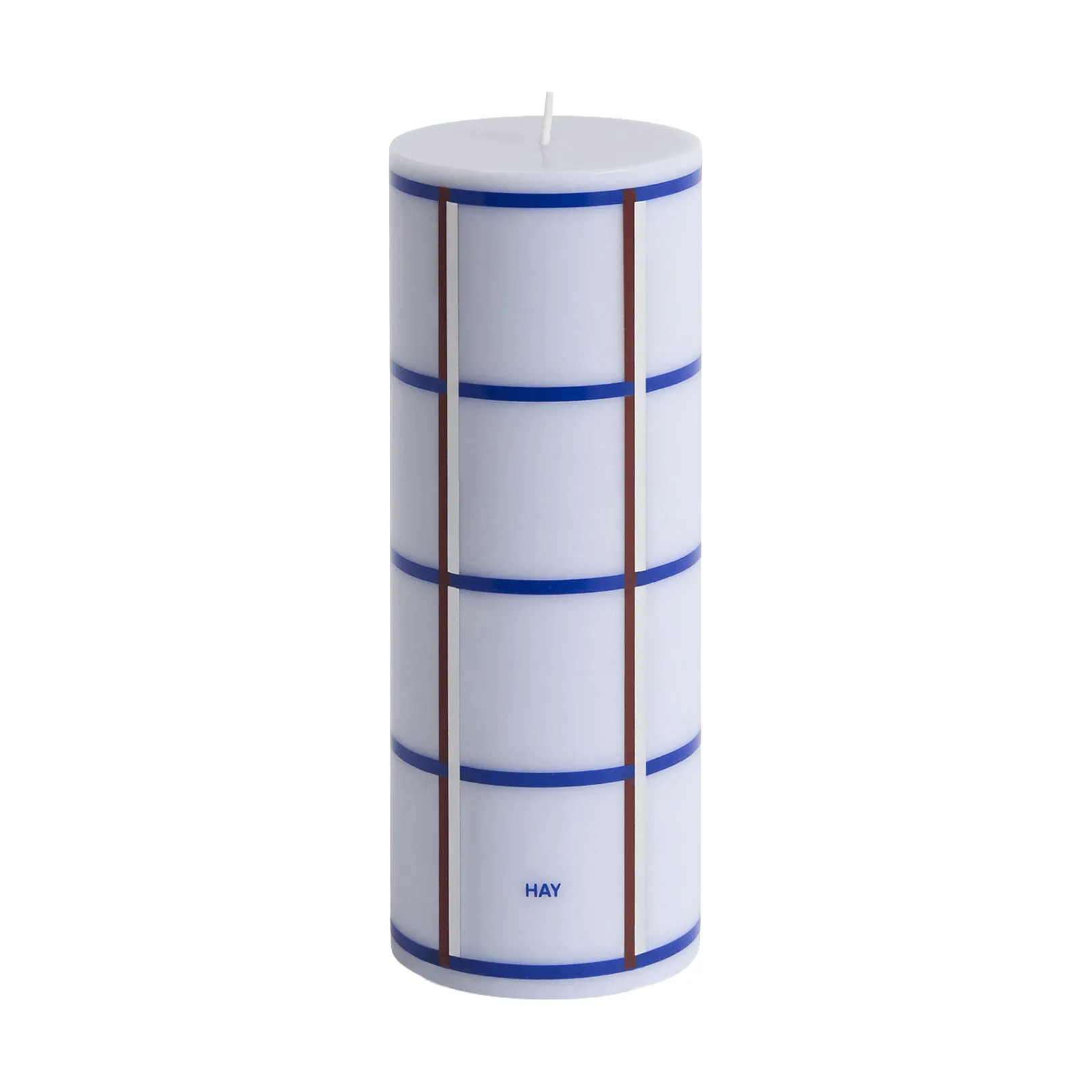 Column Candle świeca blokowa medium 20 cm, Light blue, blue, bordeaux and silver HAY