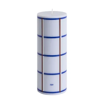 Column Candle świeca blokowa medium 20 cm - Light blue, blue, bordeaux and silver - HAY