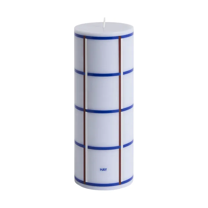 Column Candle świeca blokowa medium 20 cm - Light blue, blue, bordeaux and silver - HAY