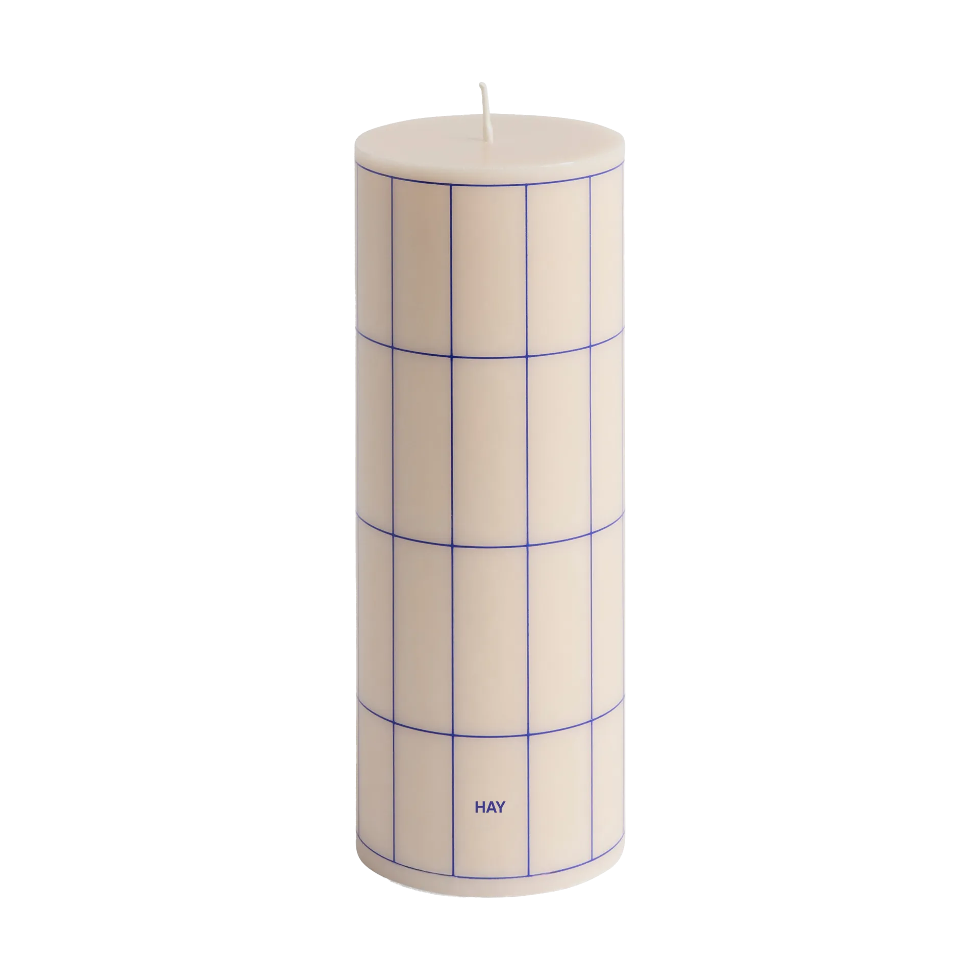 Column Candle świeca blokowa medium 20 cm, Off white-blue grid check HAY